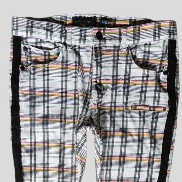 NWOT DECIBAL (36X32) Bold Plaid Slim Leg Stretch Pants - Picture 8 of 9